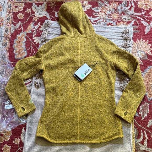 Stio women’s Sweetwater fleece hoodie pullover Amber Resin mustard NEW NWT L - Picture 6 of 16